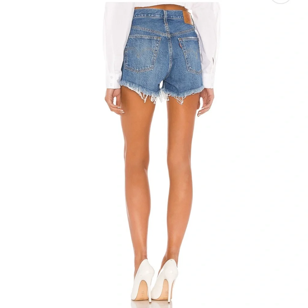 Levi's Women's Distressed Blue Jean Shorts - Picture 2 of 4